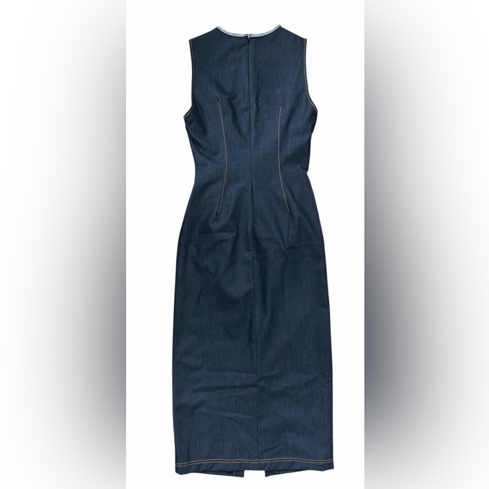 NEW BCBG Rhinestone Applique Sleeveless Dark Denim Dress size 4 NWT - Picture 9 of 15